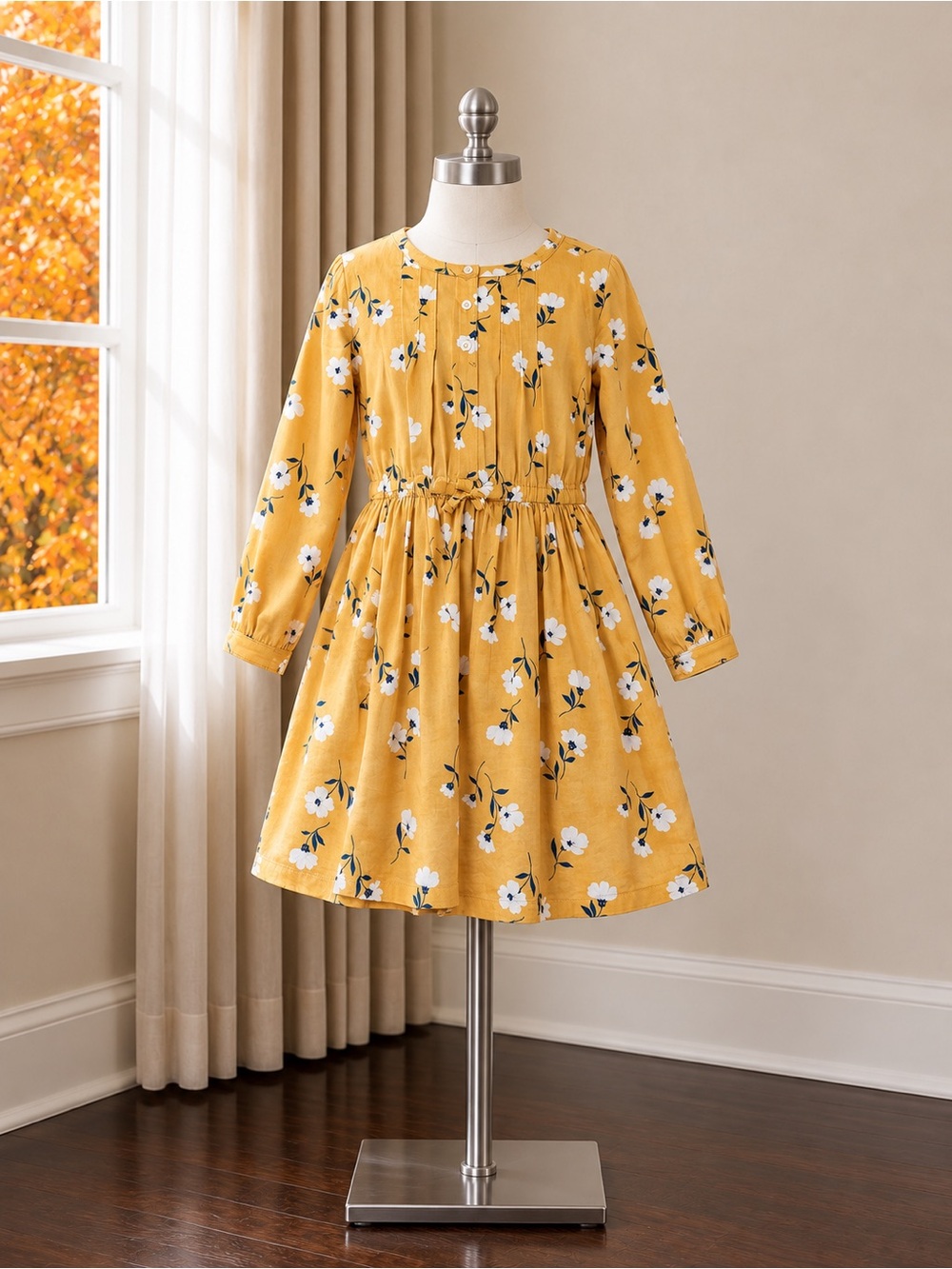 Carter's Mustard Yellow Floral Long-Sleeve Dress